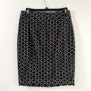 Ann Taylor LOFT floral cutout pencil skirt. Black with nude underlay